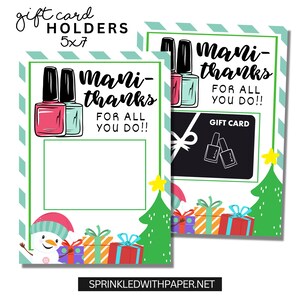 Holiday Manicure Christmas Gift Card Holder, Appreciation Staff Co-Worker Teacher, PTO PTA, Thank You Gift Card Holder, Gifts for Teachers