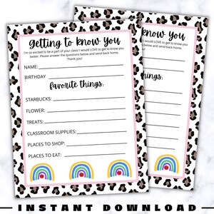 All About My Teacher Survey , INSTANT DOWNLOAD, Back to School Teacher Survey, Teacher Questionnaire