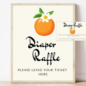 Little Cutie Diaper Raffle Printable Sign | Cutie Diaper Raffle Tickets and Sign Instant Download | Orange Baby Shower |little Cutie Shower