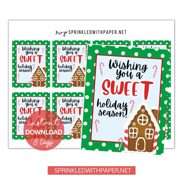 Holiday Treat Tags, Wishing you a Sweet Holiday, Appreciation, Christmas Favor Employee Company Staff Co-Worker Teacher Thank you Treat tags