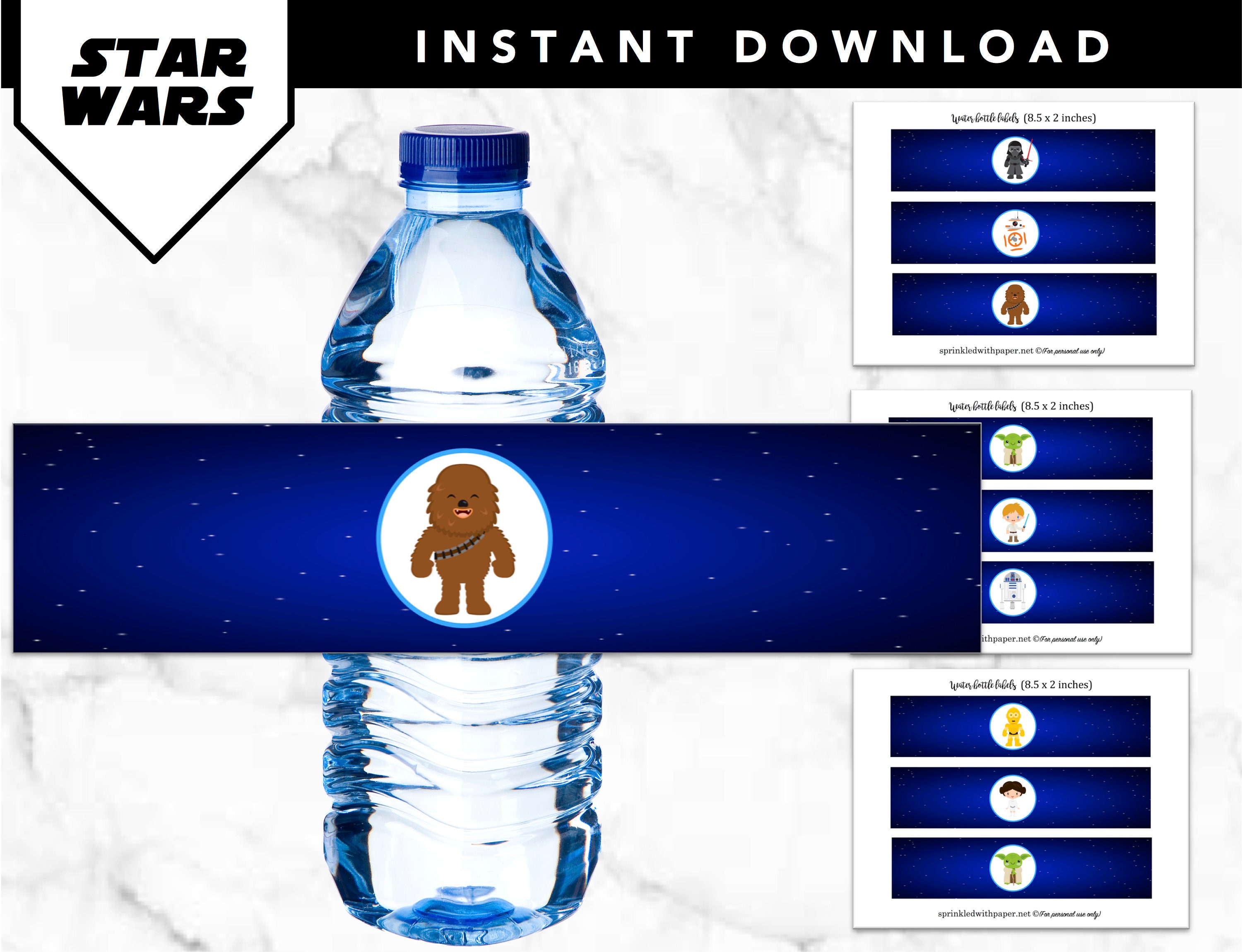 INSTANT DOWNLOADPrintable Star Wars Water Bottle Labels Etsy