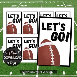 Football Team Printable Snack Tags, Football Game Treat Tags, Game Day, Let&#39;s go, #1, foam finger, tournament, Team Sport, End of Season