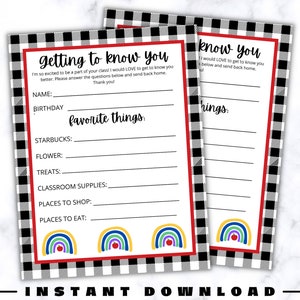All About My Teacher Survey , INSTANT DOWNLOAD, Back to School Teacher Survey, Teacher Questionnaire