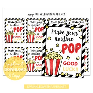Uczyń swoją rutynę popularną Wydrukuj etykietę | Tag powodzenia Cheer | Tag powodzenia Popcorn | Rutyna taneczna Cheer | Recital taneczny | Upominek konkursowy