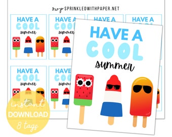 Etiquetas de paletas del último día de clases, etiqueta de favor de vacaciones de verano, etiquetas de favor de verano frescas, etiquetas de regalo de fin de escuela de compañeros de clase, fin de escuela