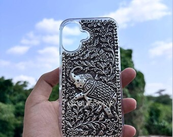 Elephant Engraved 92.5 Silver Mobile Case