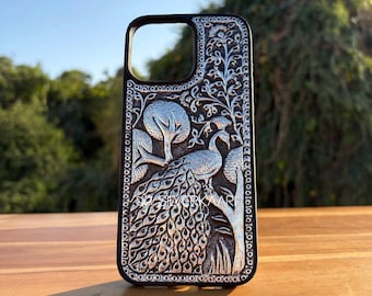 Handmade 925 Silver Peacock iPhone Case
