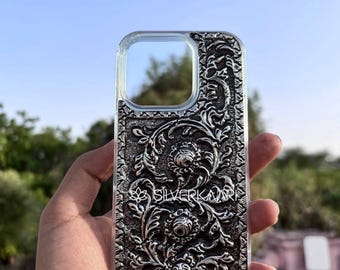 Handcrafted 92.5 Silver Floral Phone Case