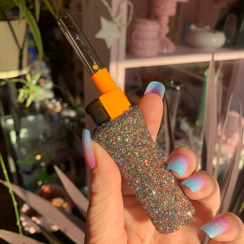 Rainbow Glitter Lighter With Aimable Flame Etsy