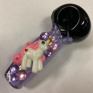 Unicorn Jeweled Glass Pipe