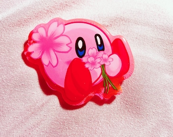 Cherry Blossom Kirby Acrylic Pin