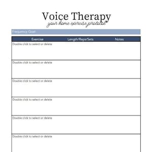 SLP Voice Exercises Fillable Template / HEP /  Adults / Dysphonia / Therapy / Parkinson&#39;s / Customizable / Drop-Down / Speech Therapy
