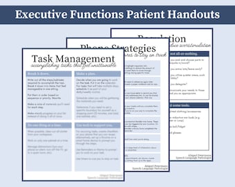 BUNDLE di opuscoli per i pazienti sulle funzioni esecutive / Strategie Suggerimenti Smartphone / Risorse per la logopedia / TBI Ictus / Gestione delle attività Regolamento