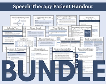 BUNDLE di opuscoli per i pazienti SLP / Adulti / Cognizione Afasia Disartria / TBI Ictus Demenza