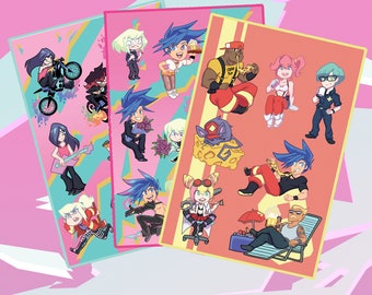 Promare Sticker Sheet Burning Rescue, Mad Burnish, GaloLio Au