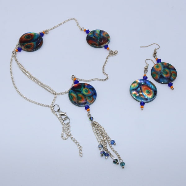 Peacock Colored Jewelry Set - Etsy