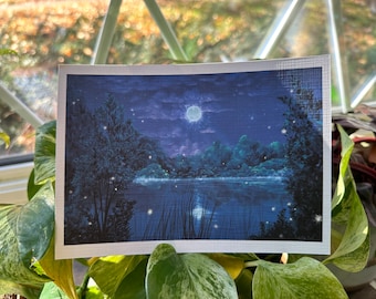 Moonlight Lake Art Print