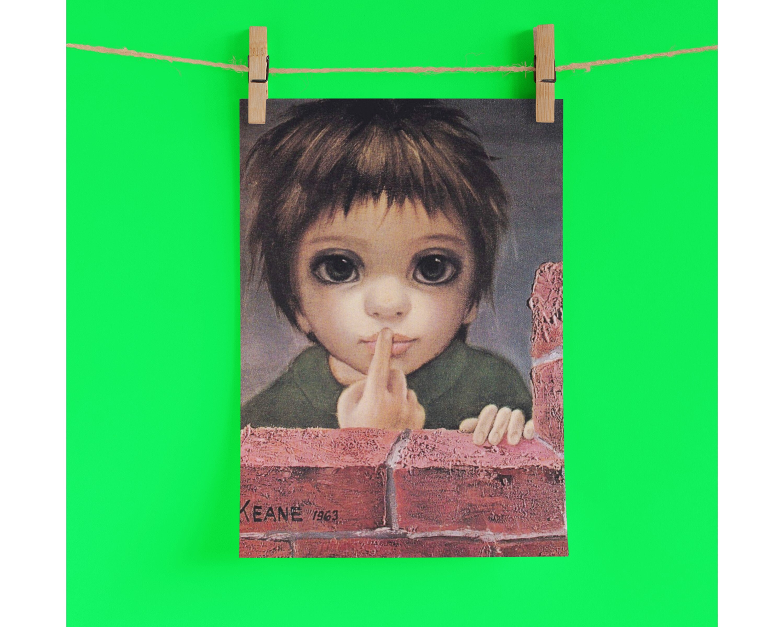 Big Eyes Mid Century Modern Kitsch Print, Margaret Keane, Retro