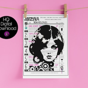 Jimzina カクテル アート デジタル ダウンロード、インスタント ダウンロード、ストリート アート グラフィティ プリント A4 プリント ポスター、ステンシル ポップ アート キッチュ プリント、バー カート