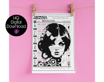 Jimzina Cocktail Art Digital Download, Instant Download, Street Art Graffiti Print A4 Print Poster, Stencil Pop Art Kitsch Print, Bar Cart