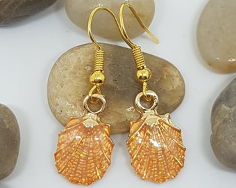 Orange Shell Earrings