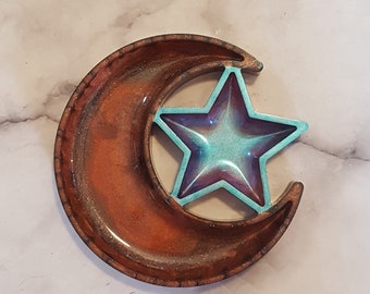 Moon and Star Decorative Dish, Jewelry Tray, Moon Tray, Tray for Jewelry, Trinket Dish, moon phase decor, trinket tray, alter decor