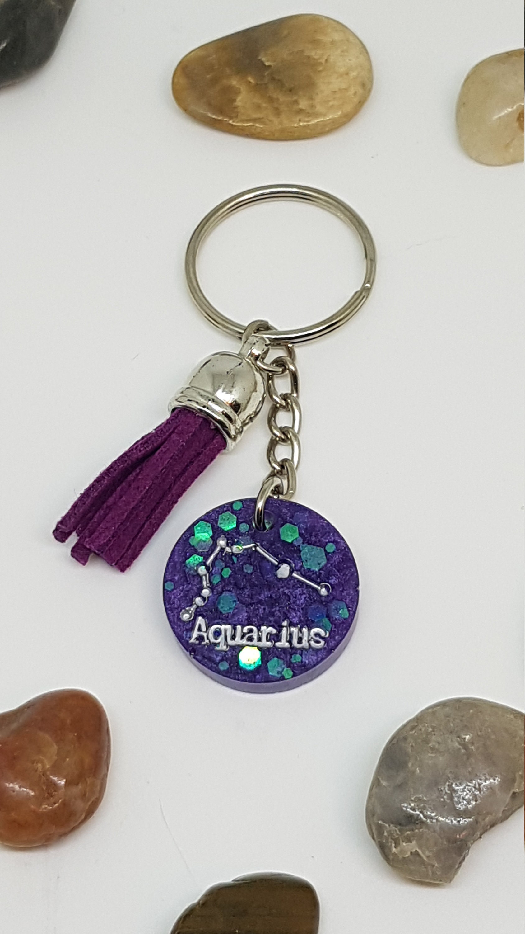 Aquarius Keychain, Astrology Gift for Aquarius, Zodiac Gift for Friend