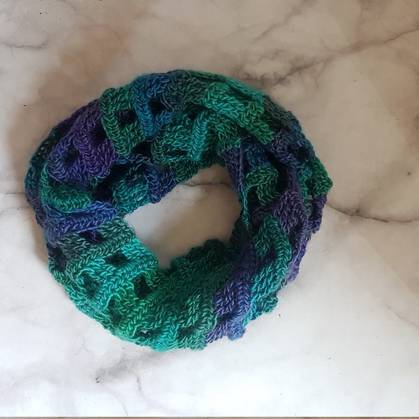 Windowpane Infinity Scarf, womens infinity, multi colored scarf, circle scarf, handmade cowl, lace infinity scarf, spring scarf