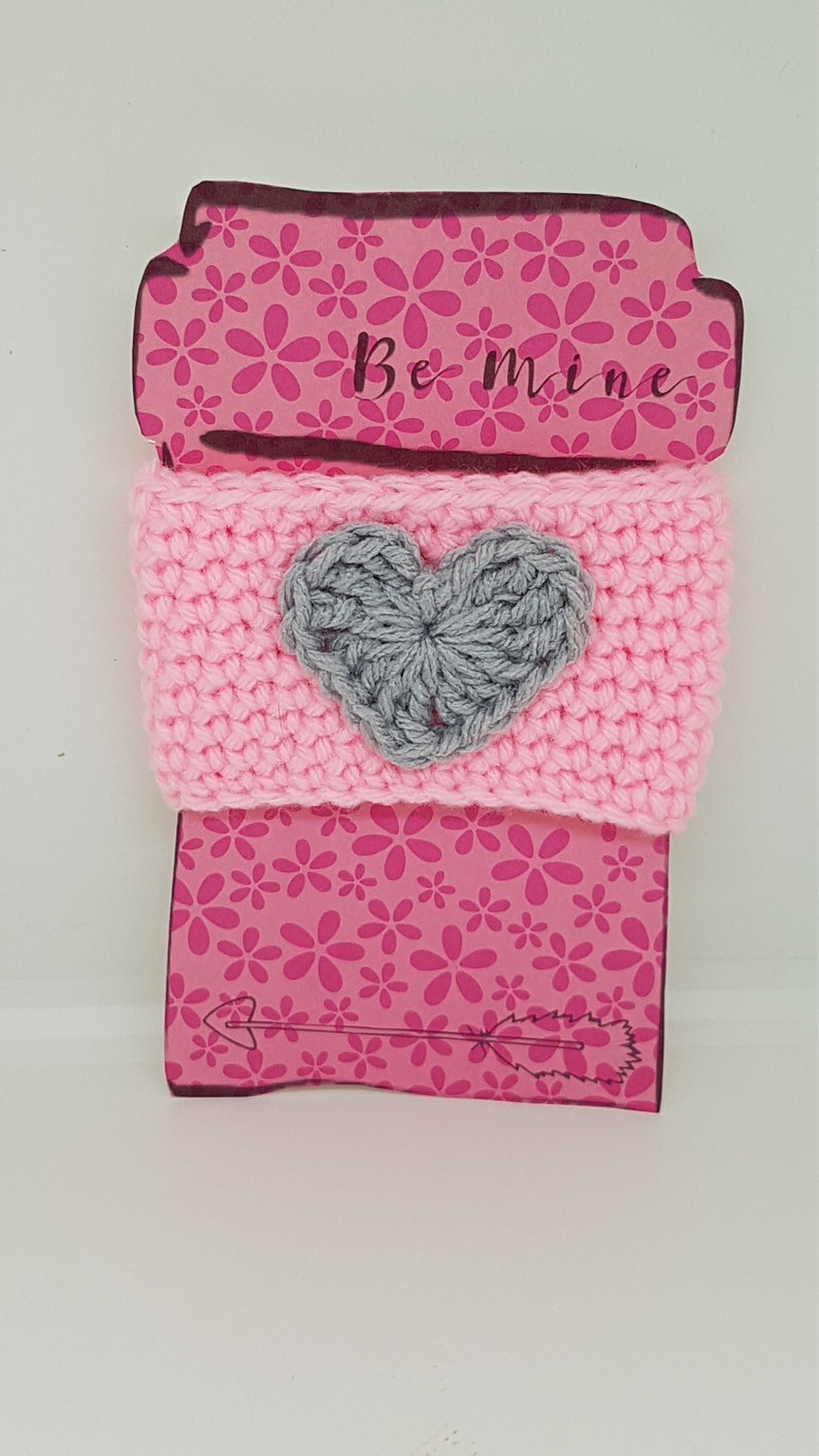 Be Mine Reusable Heart Cup Cozy mug cozy for coffee lover gift for loved one eco friendly gifts for her Valentines Day drink cozy