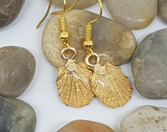 Yellow Shell Earrings, beach theme, Yellow Earrings, earrings for women