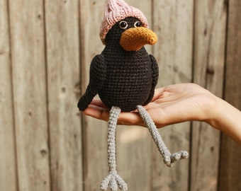 Raven, Raven toy, Raven amigurumi, raven bird, crochet bird, bird toy, totem raven, crow toy, stuffed bird, crochet raven, cute bird, crow