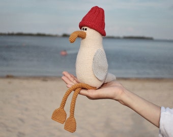 Möwe, Gehäkelte Möwe, Amigurumi Möwe, Geburtstagsgeschenk, süße Möwe, Möwe Spielzeug, Stofftier, Geschenk für Kind, weiche Möwe, Vogel, Spielzeug Vogel