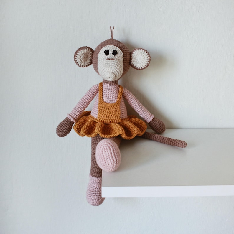 Monkey, Crochet toy monkey, monkey doll, knitting monkey, nursery decor, stuffed animal, amigurumi monkey, baby shower gift, baby doll image 5