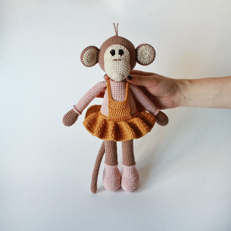 Monkey, Crochet toy monkey, monkey doll, knitting monkey, nursery decor, stuffed animal, amigurumi monkey, baby shower gift, baby doll image 1