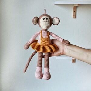 Monkey, Crochet toy monkey, monkey doll, knitting monkey, nursery decor, stuffed animal, amigurumi monkey, baby shower gift, baby doll image 3