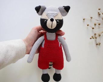 Crochet Raccoon,  Amigurumi Raccoon, Stuffed Animal Toy, Gift for Child, Cute Raccoon