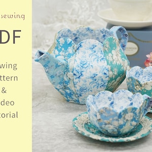 PDF sewing pattern & video tutorial : Making Teapot n teacup, saucer / patchwork quilt