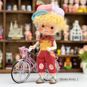 PDF doll clothes pattern : overall set / Qbaby_yuyubody_L, paola reina mini 8&quot; doll - Video tutorial!