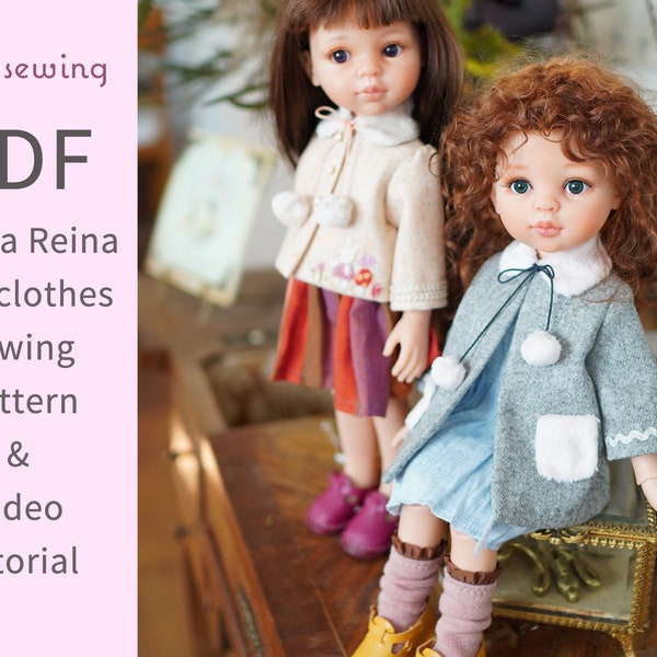 PDF doll clothes pattern : Coat & fur set - for Paola reina 13" doll, Imdadoll3.0