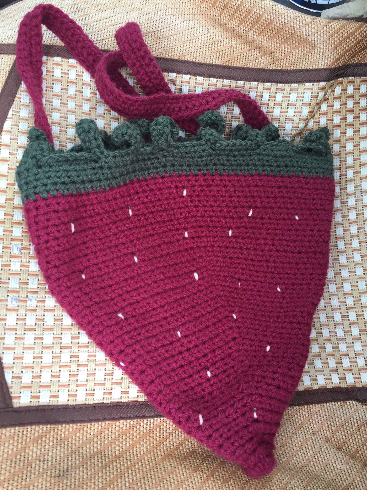 crochet strawberry backpack