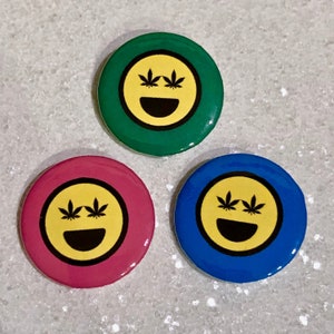Stoner Pot Leaf Smiley Pin