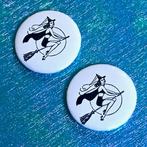 Cute Flying Pinup Witch Pin
