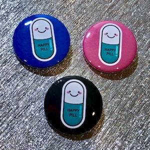 Smiley Happy Pill Pin