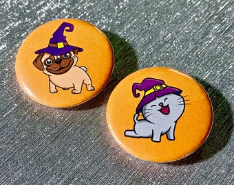 Cute Halloween Witch Pet Pin Pack
