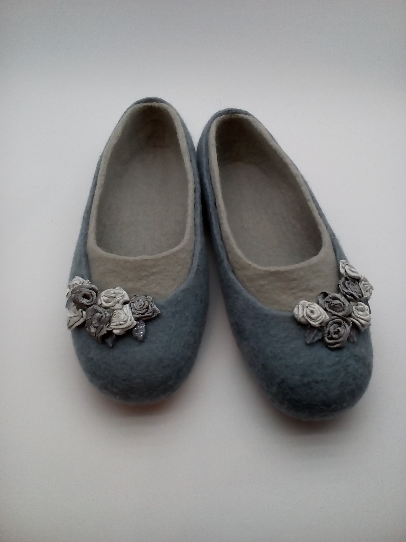 gray slippers-ballet shoes, women's slippers made of natural wool, warm woolen slippers, women home shoes
