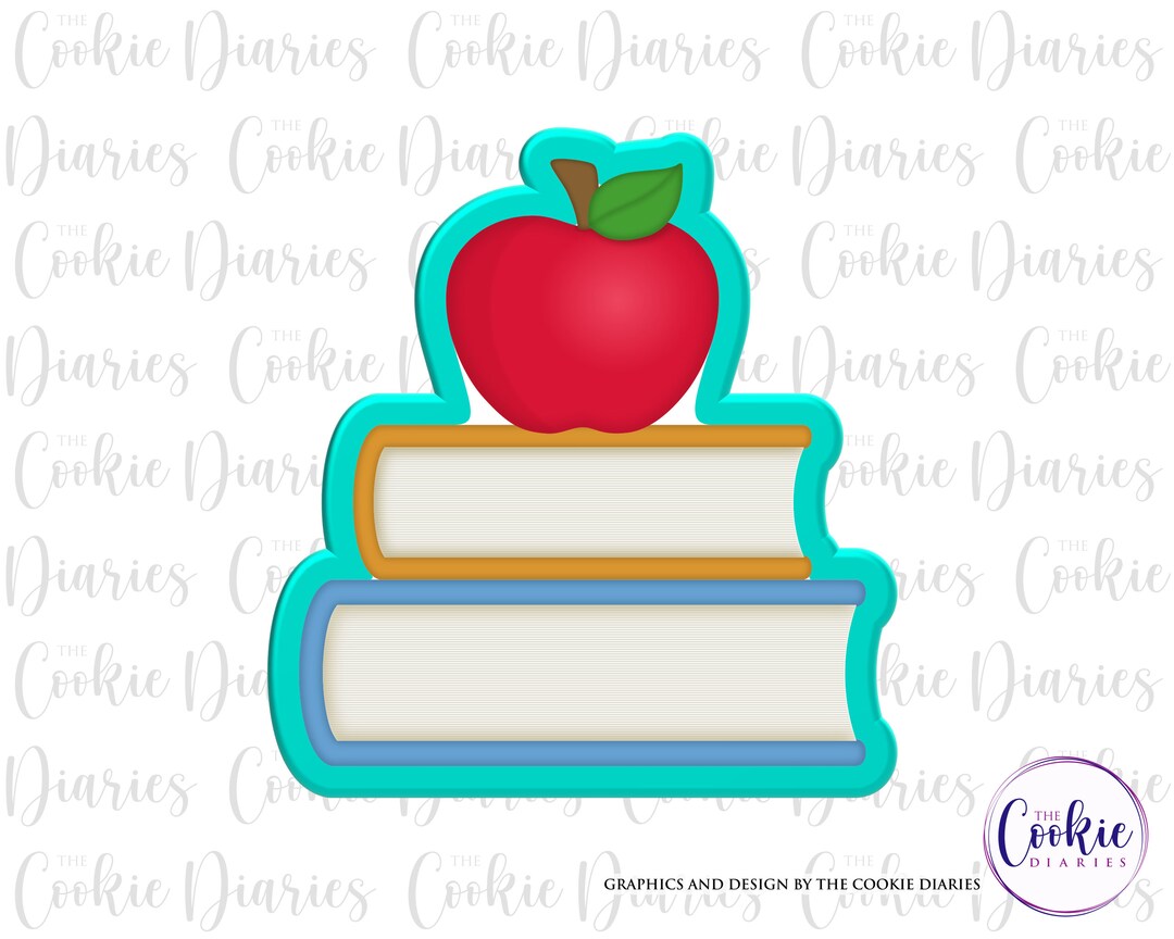 Book Stack With Apple Cookie Cutter - Etsy