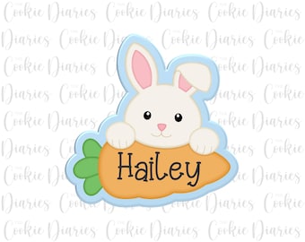 Bunny with Carrot Plaque Cookie Cutter (revised)