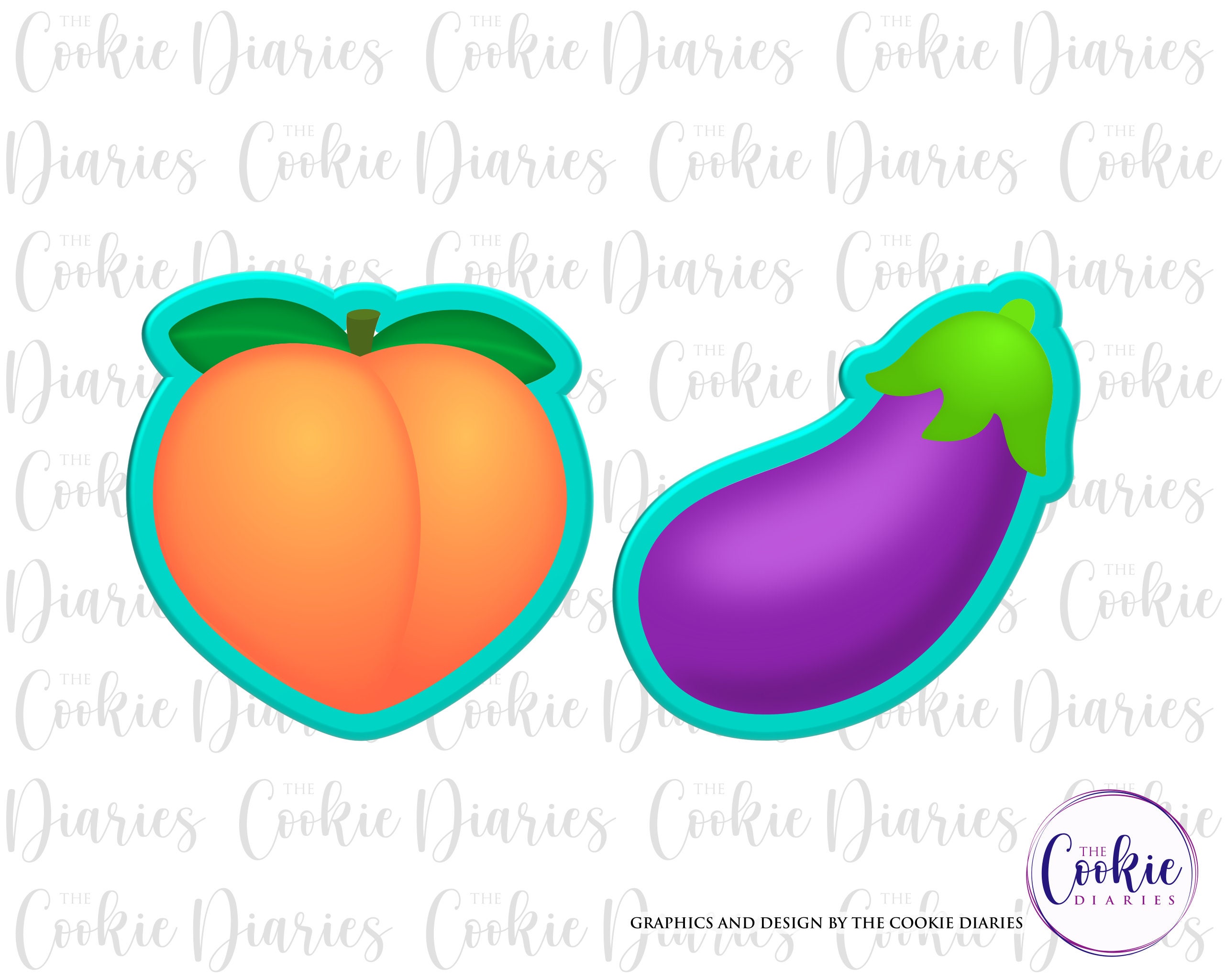 Peaches and Eggplants Emojis Pattern Art Print