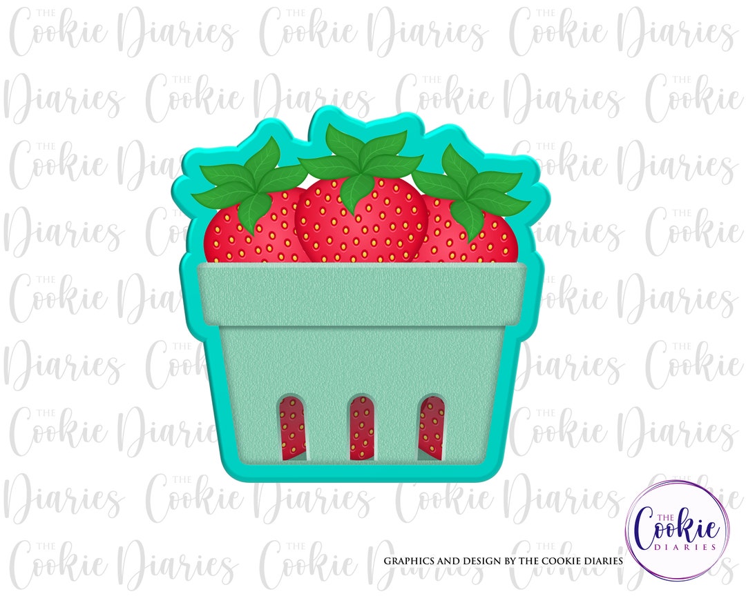 Strawberry Basket Cookie Cutter Etsy