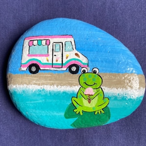 Frog Painted Rock, Animal Painted Stones, Frogs Home Decor and Gifts